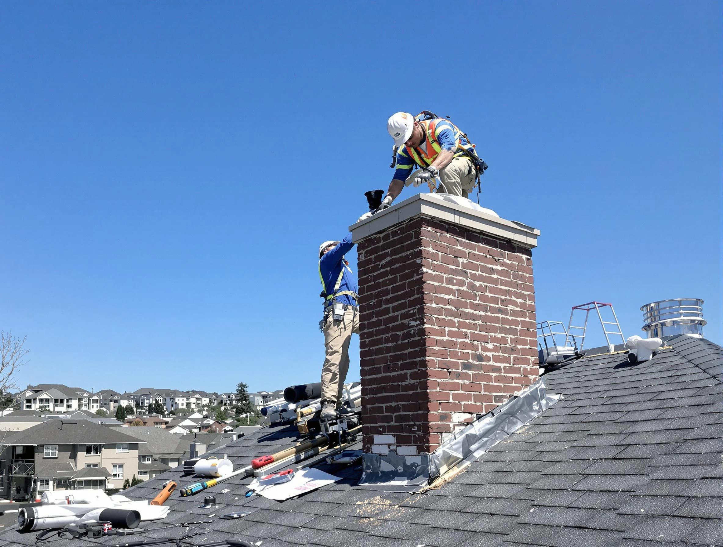 Buffalo Chimney Sweep repairing a chimney crown in Buffalo, PA