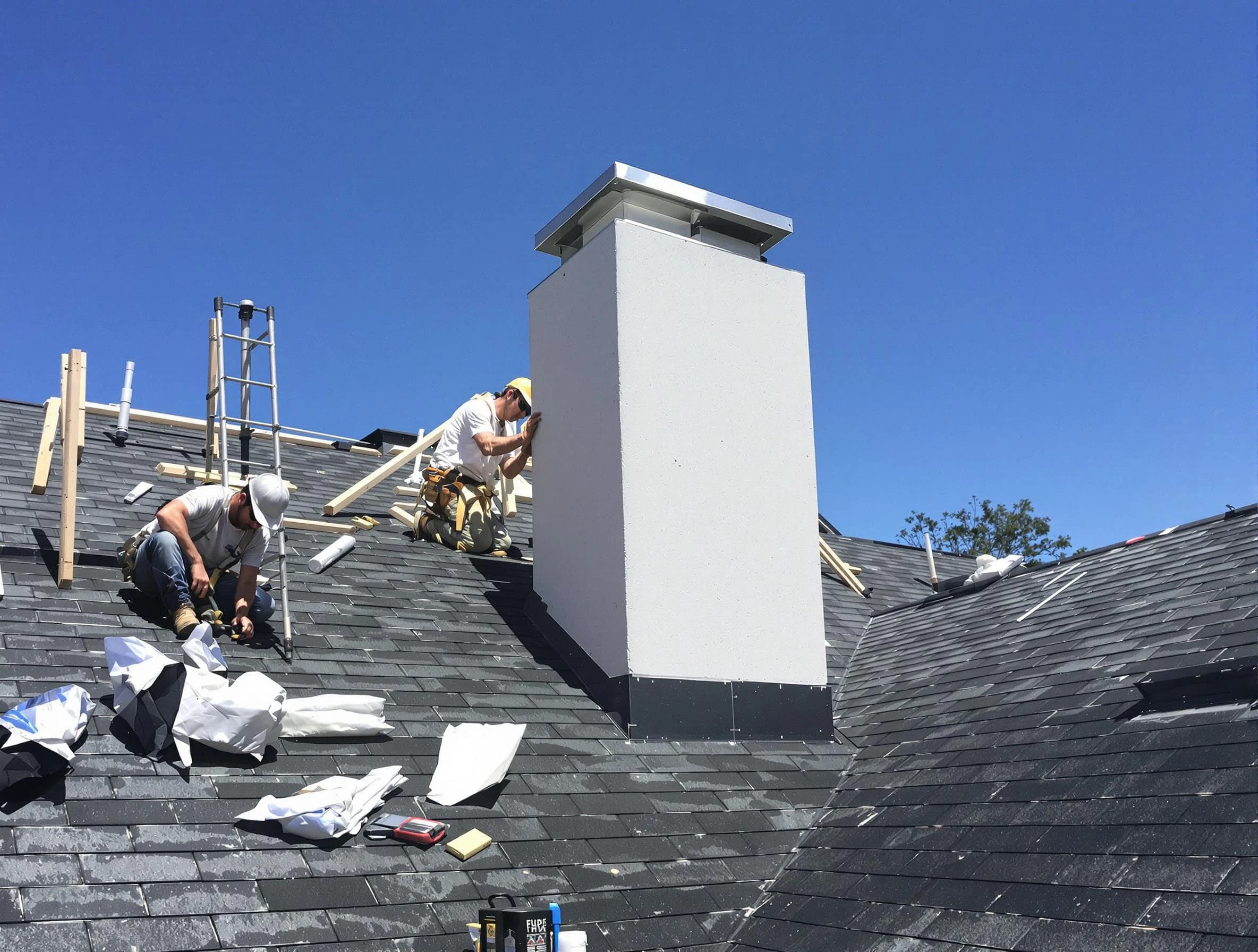 Buffalo Chimney Sweep crew installing a new chimney in Buffalo, PA