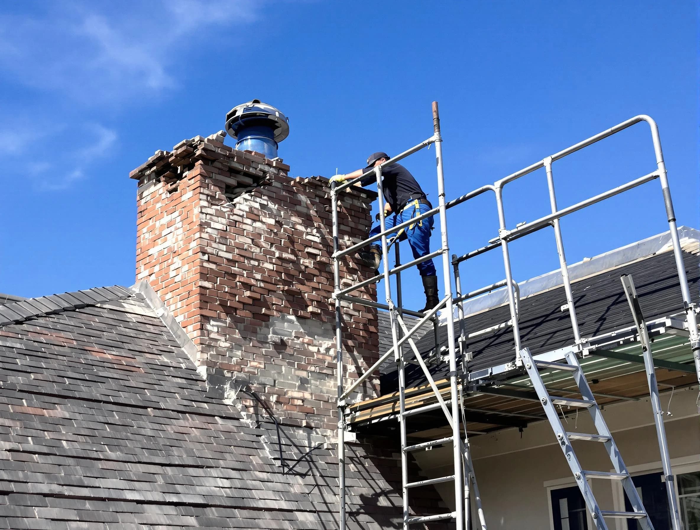 Rebuilding a chimney structure by Buffalo Chimney Sweep in Buffalo, PA