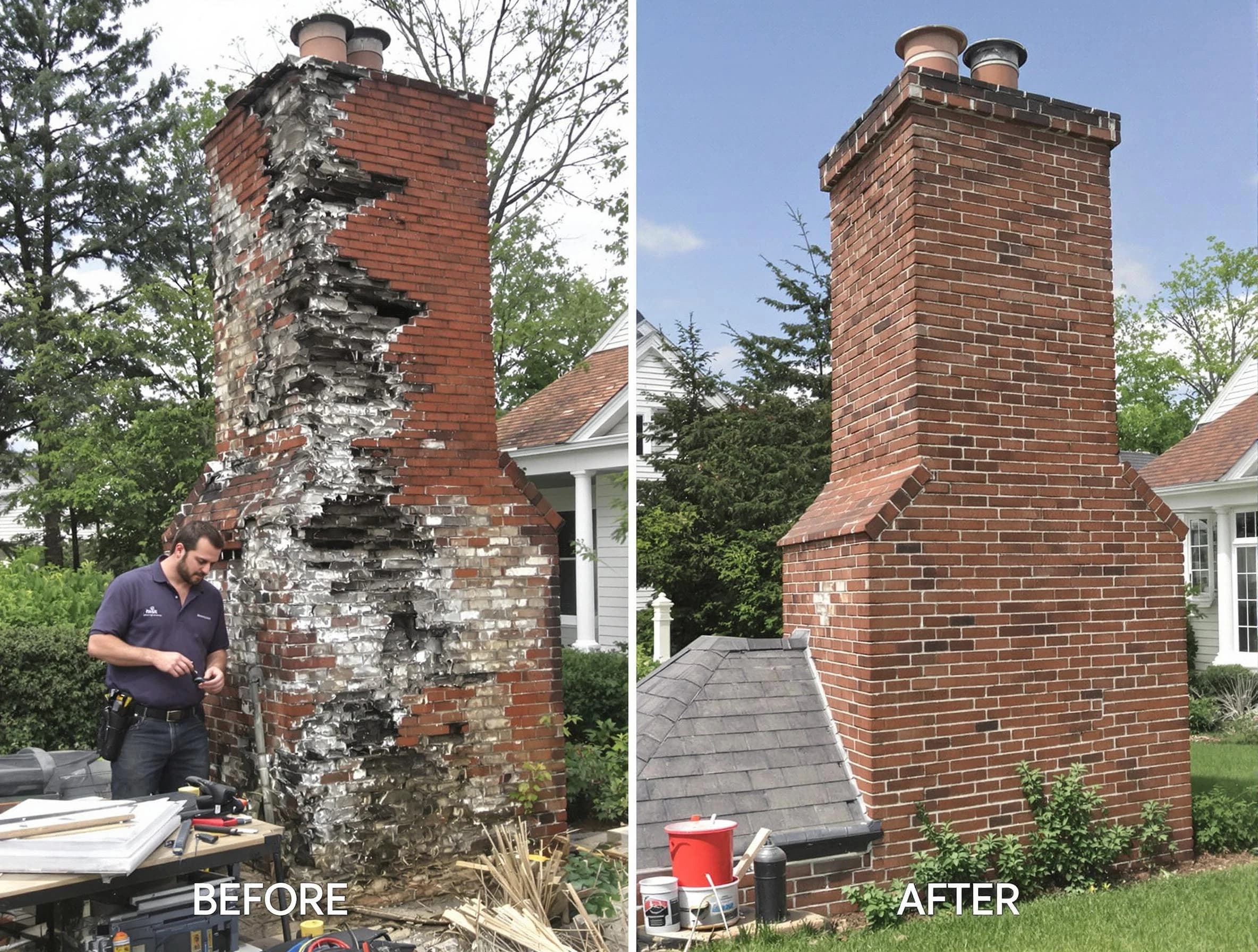 Buffalo Chimney Sweep performing a full chimney restoration in Buffalo, PA