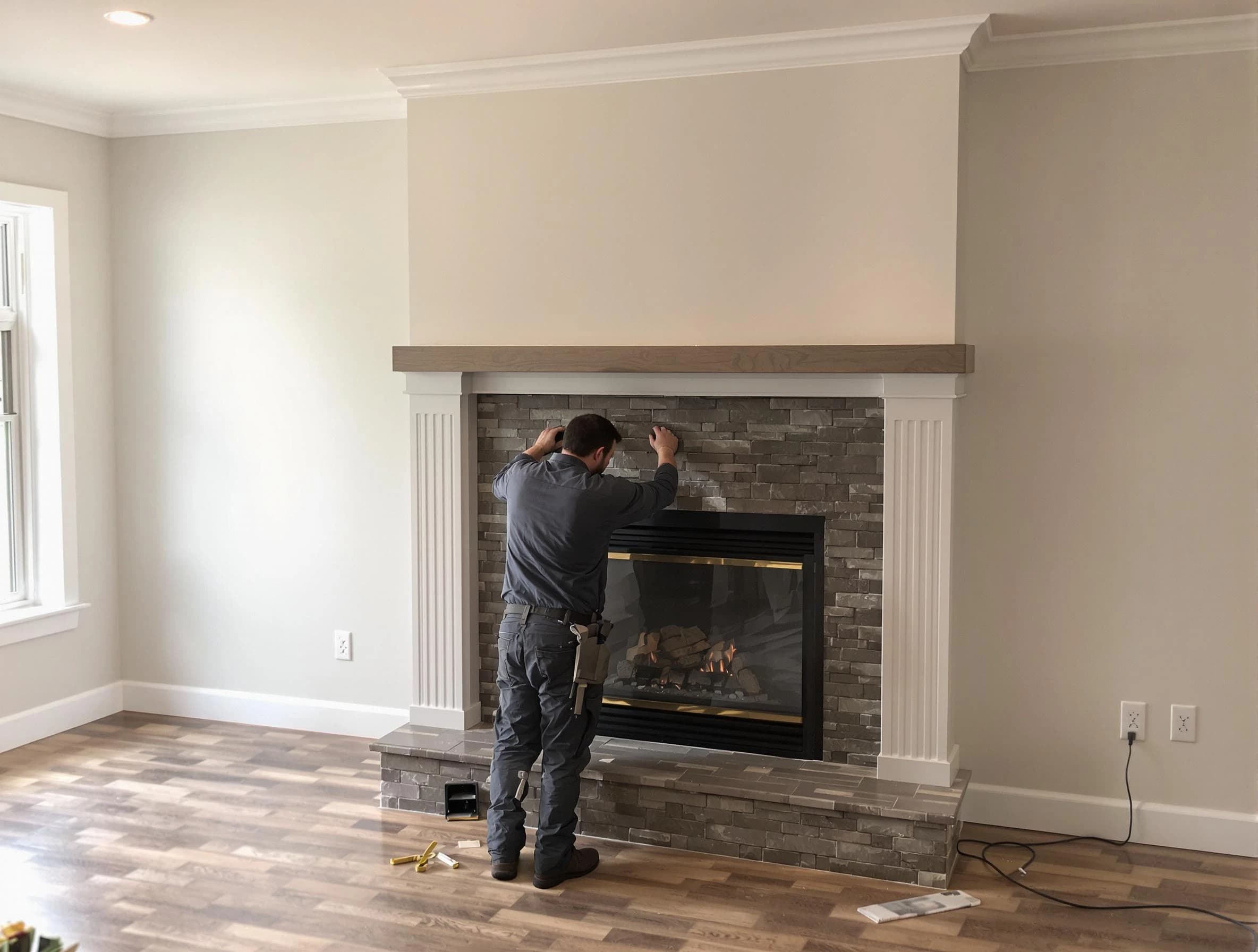 Buffalo Chimney Sweep finishing a custom fireplace install in Buffalo, PA