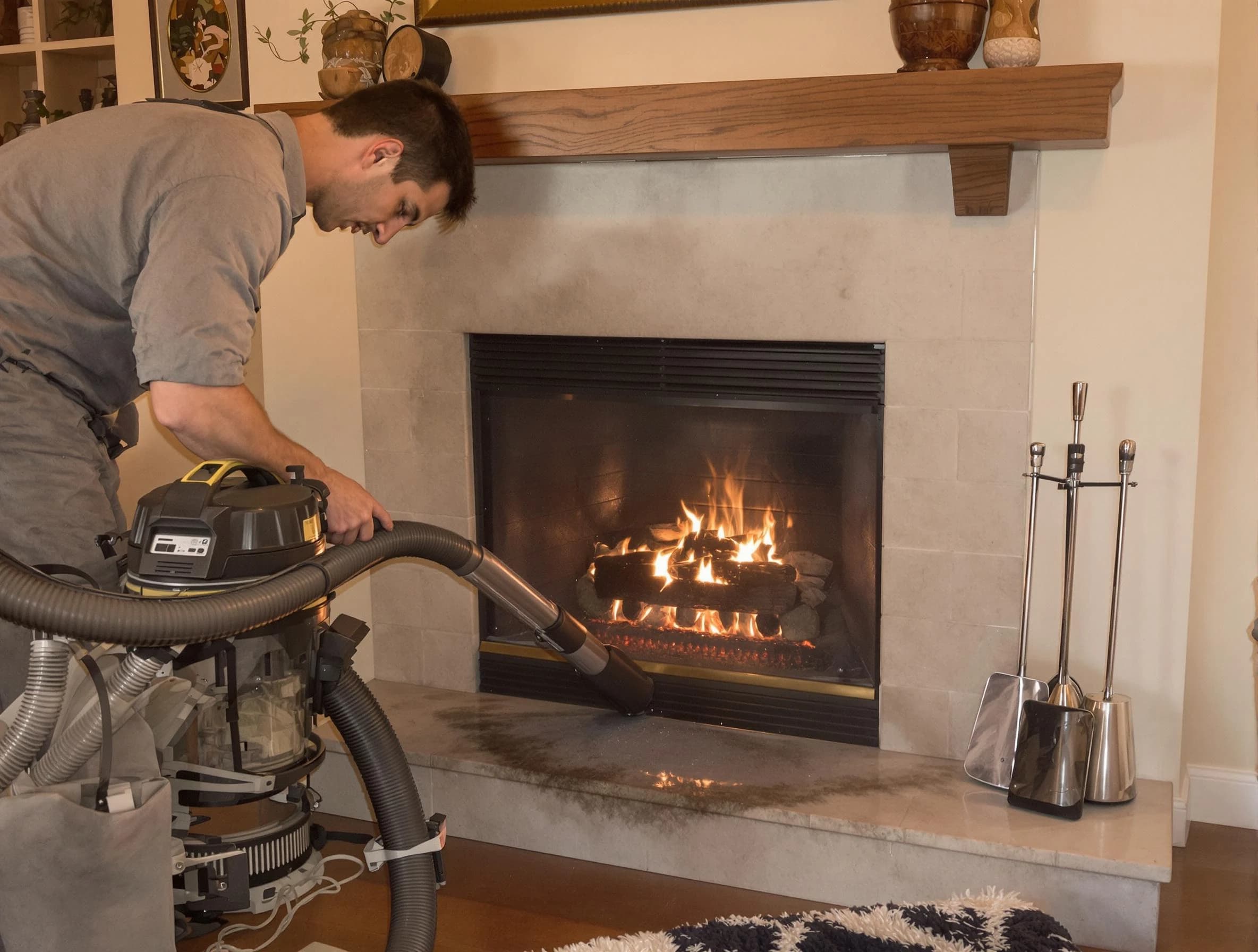 Routine fireplace upkeep by Buffalo Chimney Sweep in Buffalo, PA