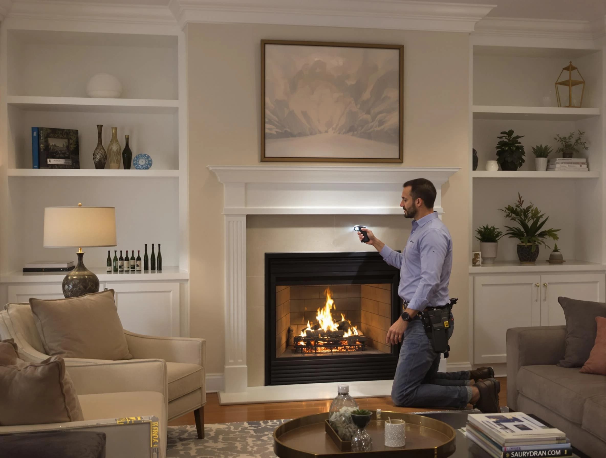 Buffalo Chimney Sweep conducting a fireplace safety inspection in Buffalo, PA