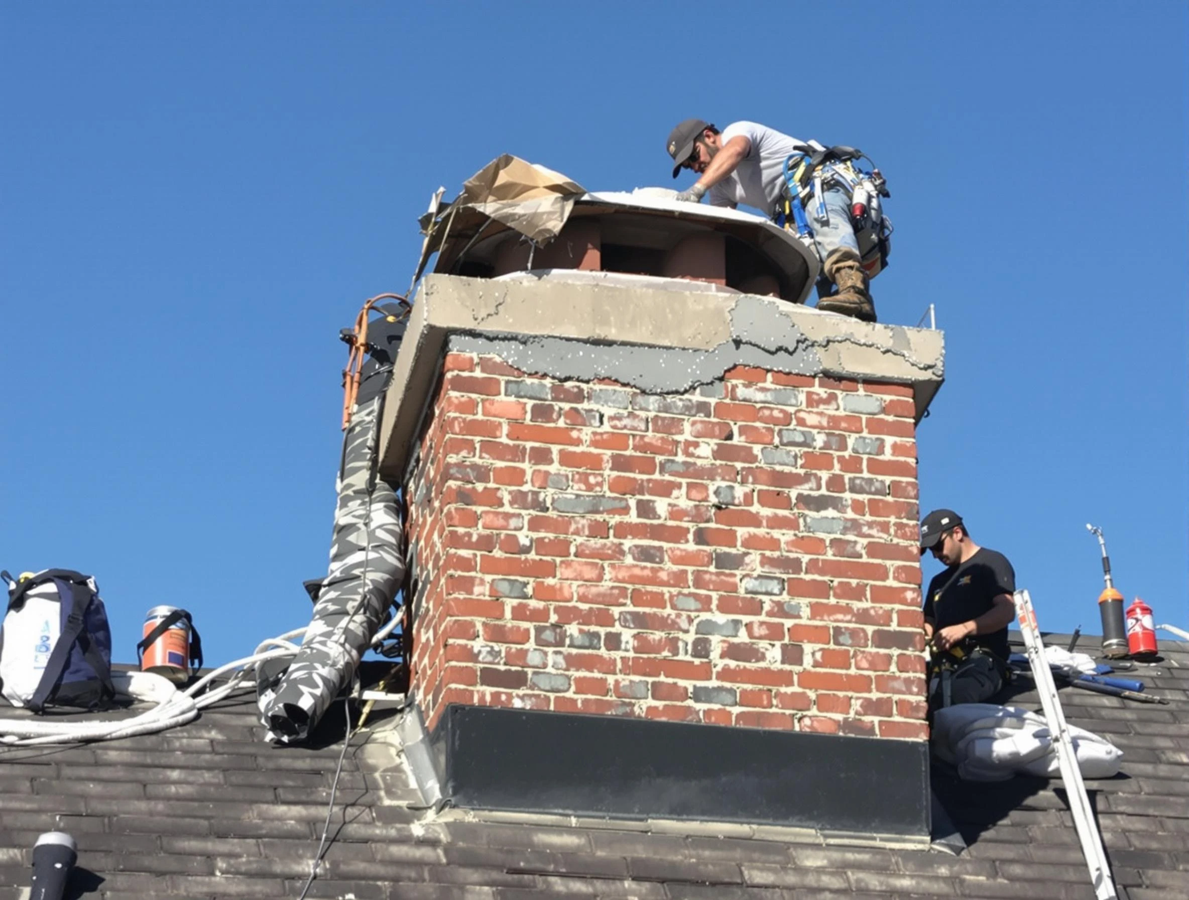 Buffalo Chimney Sweep installing a custom chimney crown in Buffalo, PA