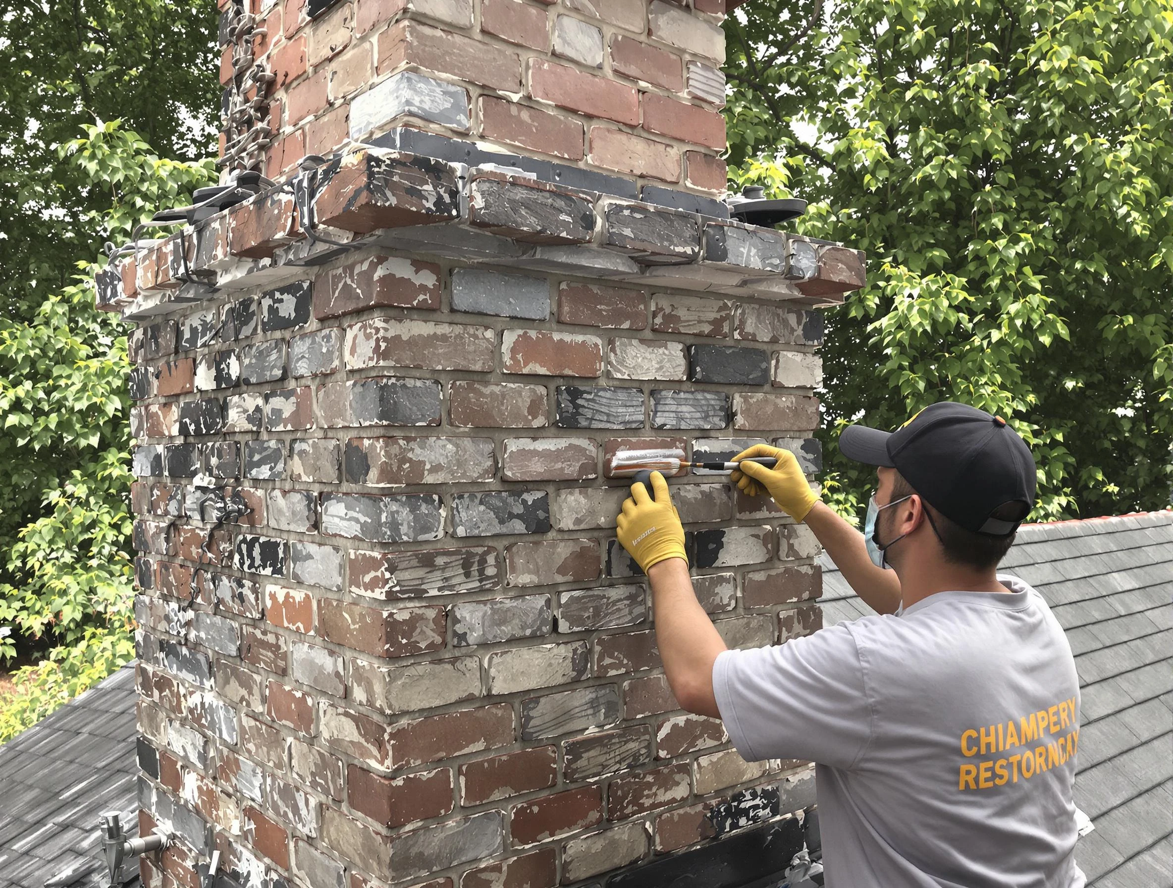 In-progress chimney restoration by Buffalo Chimney Sweep in Buffalo, PA