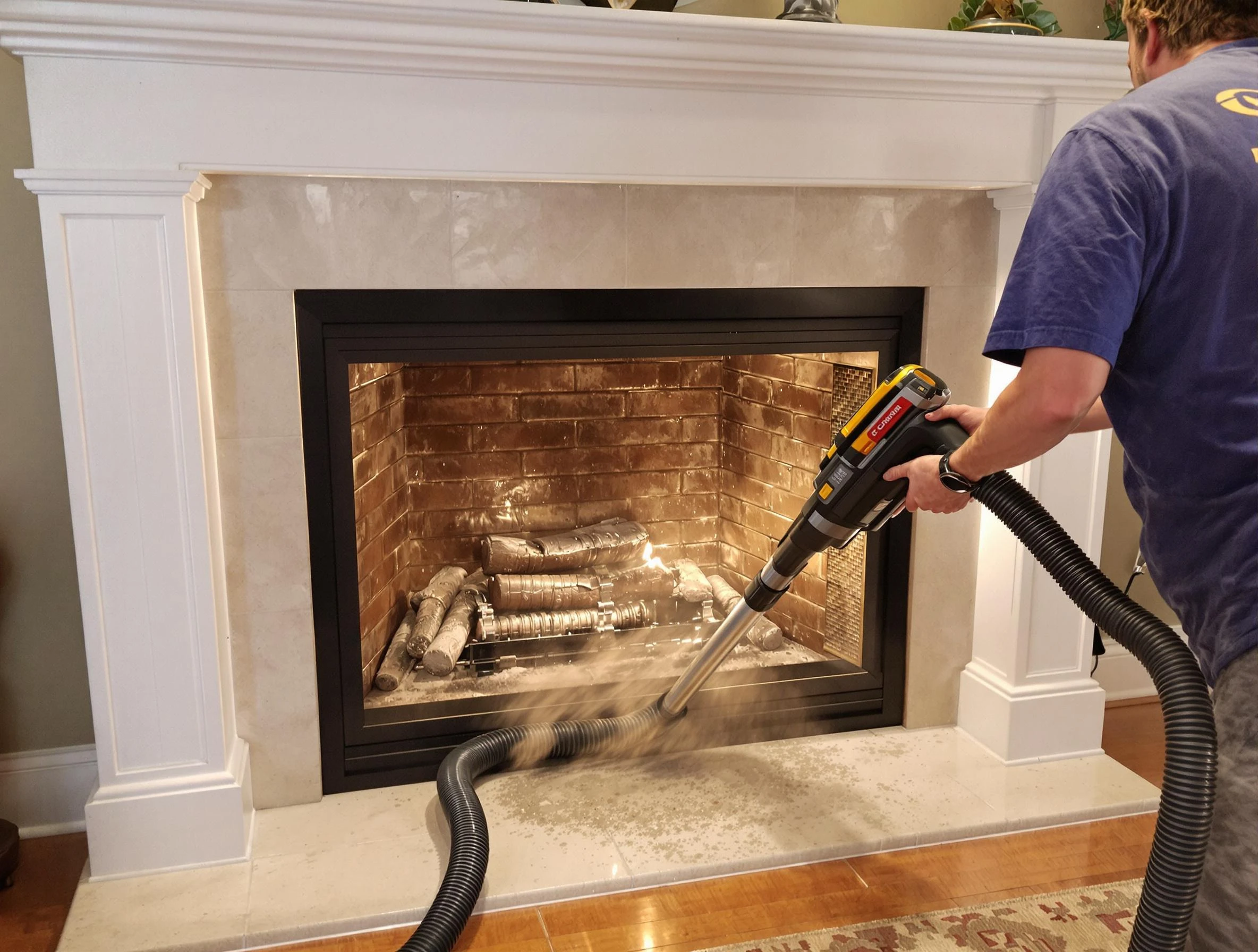 Fireplace cleaning performed by Buffalo Chimney Sweep in Buffalo, PA