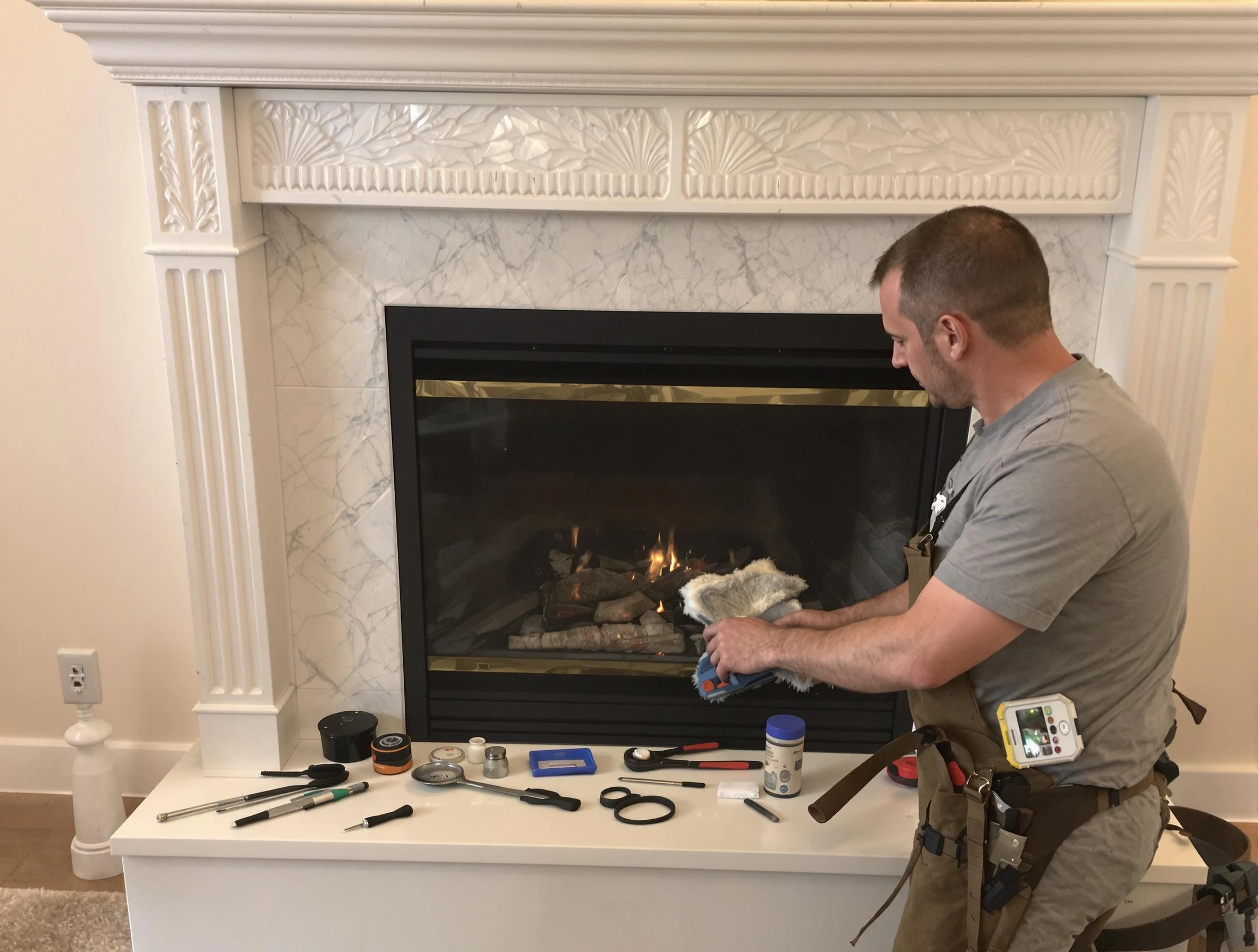 Buffalo Chimney Sweep performing fireplace maintenance in Buffalo, PA